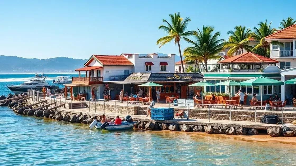 espaços para alimentação e lazer perto das praias