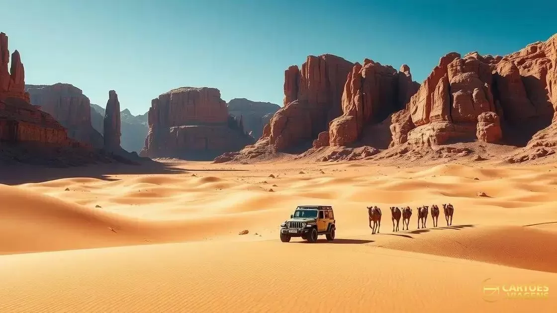 Passeie pelo deserto de Wadi Rum e suas formações rochosas Passeie pelo deserto de Wadi Rum e suas formações rochosas