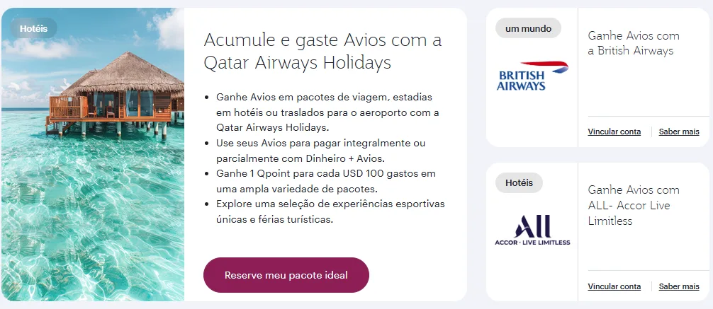 Como acumular Avios com a Qatar vincular contas