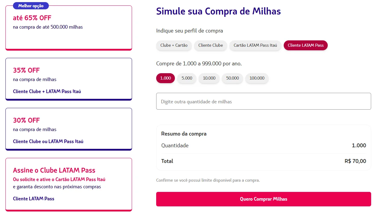 Comprar Milhas LATAM com Desconto
