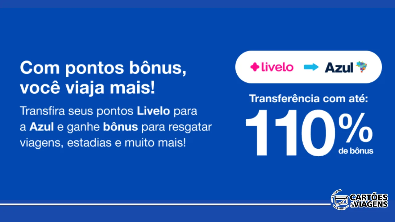 Livelo para o Azul Fidelidade: transfira pontos com até 110% de bônus