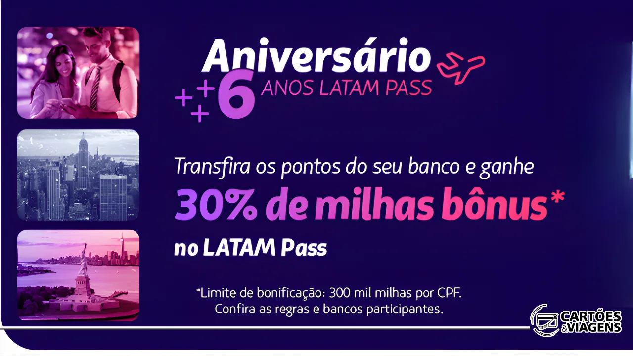 Bancos Parceiros para Latam Pass com Bônus: Ganhe 30% Extras na Transferência de Pontos (até 19/10)