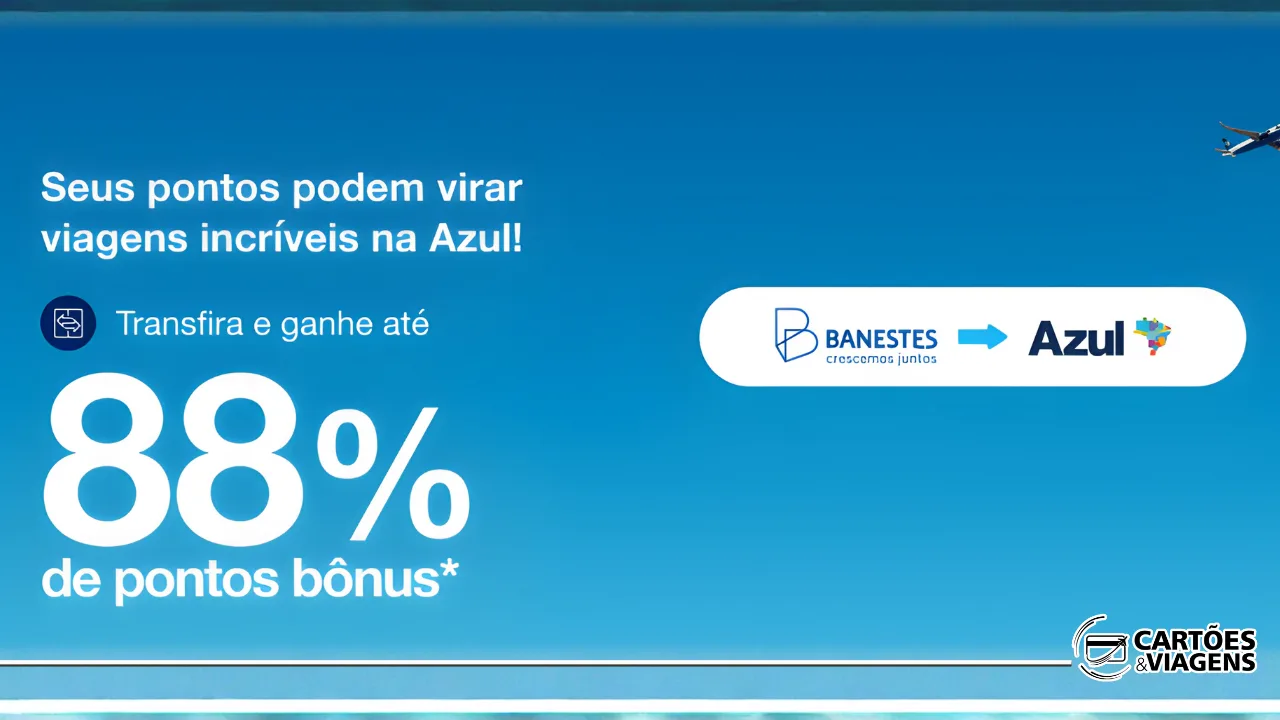 Pontos Banestes para Azul com bônus: até 68% + 20% extras!