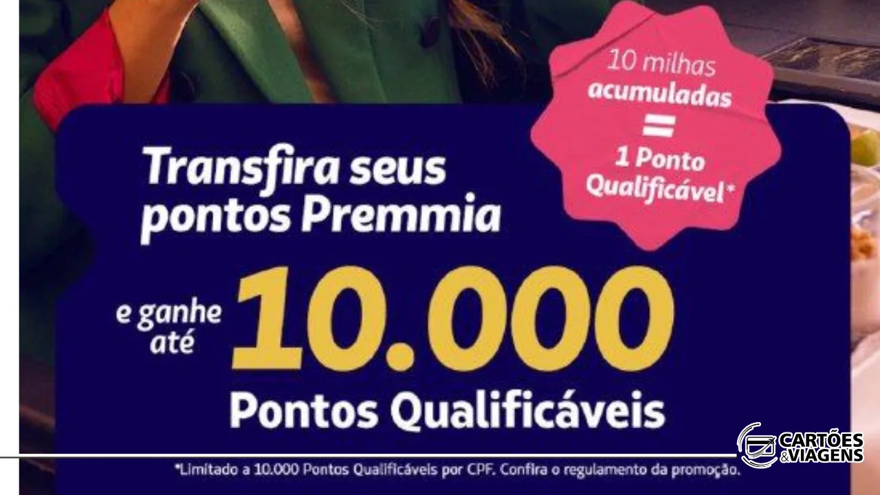 Pontos Premmia para LATAM Pass: Ganhe até 10.000 pontos qualificáveis (até 31/10)