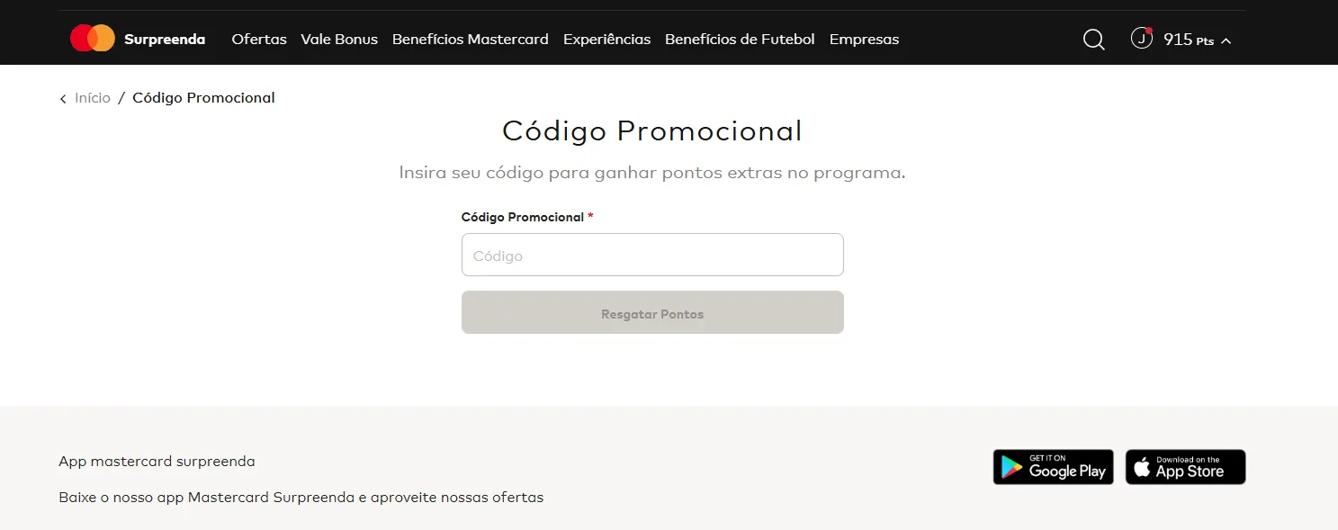 Código Promocional Mastercard Surpreenda
