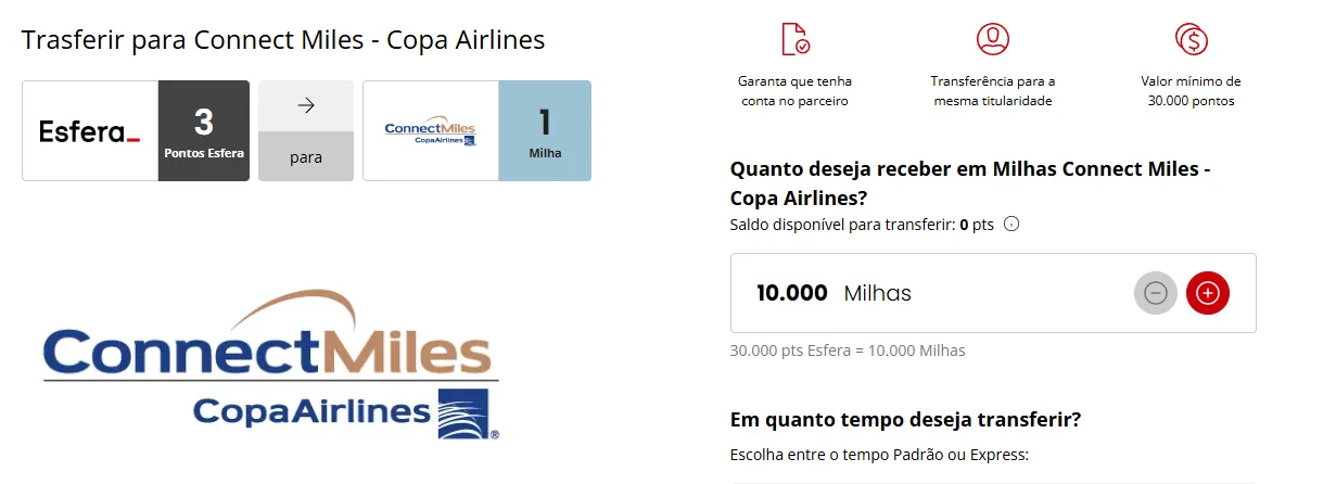 Esfera e ConnectMiles com bônus