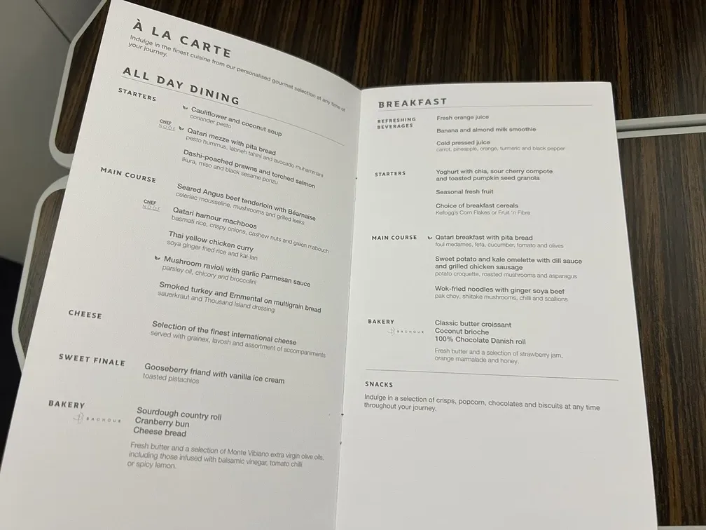 Voando de Executiva Qatar menu 5 e1763482856337