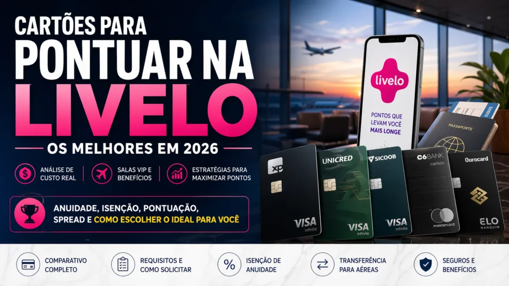 5 Cartões para pontuar na Livelo: os melhores em 2026, anuidade e estratégia 3 cartões para pontuar na Livelo