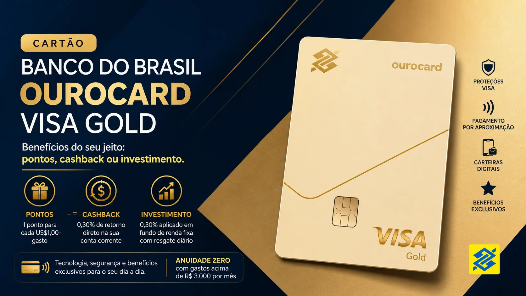 Cartão Banco do Brasil Ourocard Visa Gold: benefícios flexíveis, pontos, cashback e análise completa