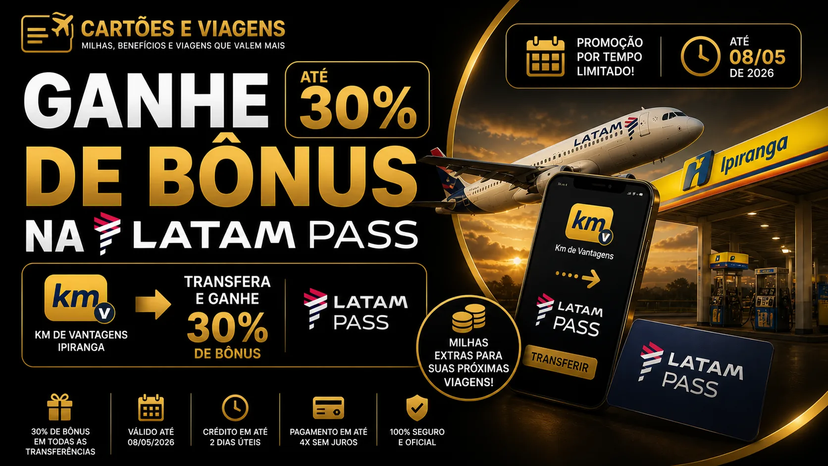 Ganhe 30% de bônus na Latam Pass: transferência do KMV pode turbinar suas milhas