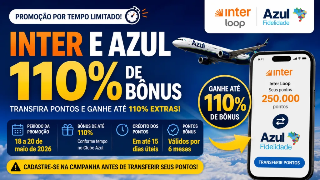 Inter e Azul 110% de bônus