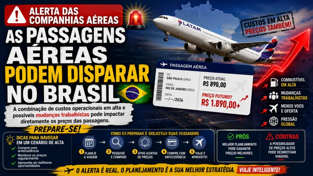 Passagens Aéreas Podem Disparar no Brasil em 2026!! Entenda a Situação 9 Passagens Aéreas Podem Disparar no Brasil