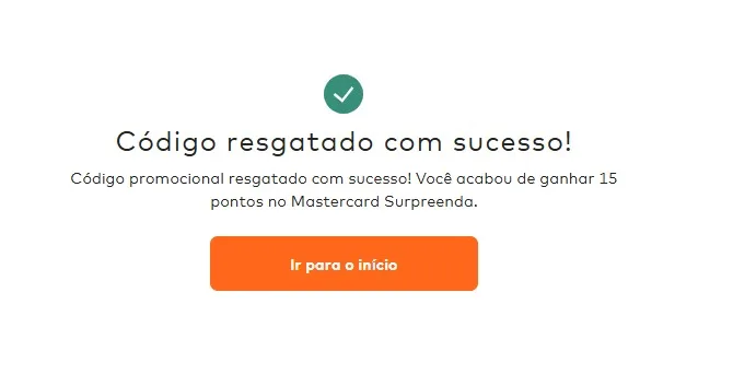 15 Pontos Grátis Mastercard Surpreenda