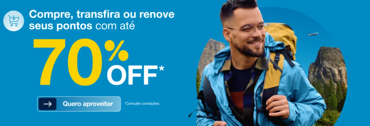 Azul 70% de desconto em pontos