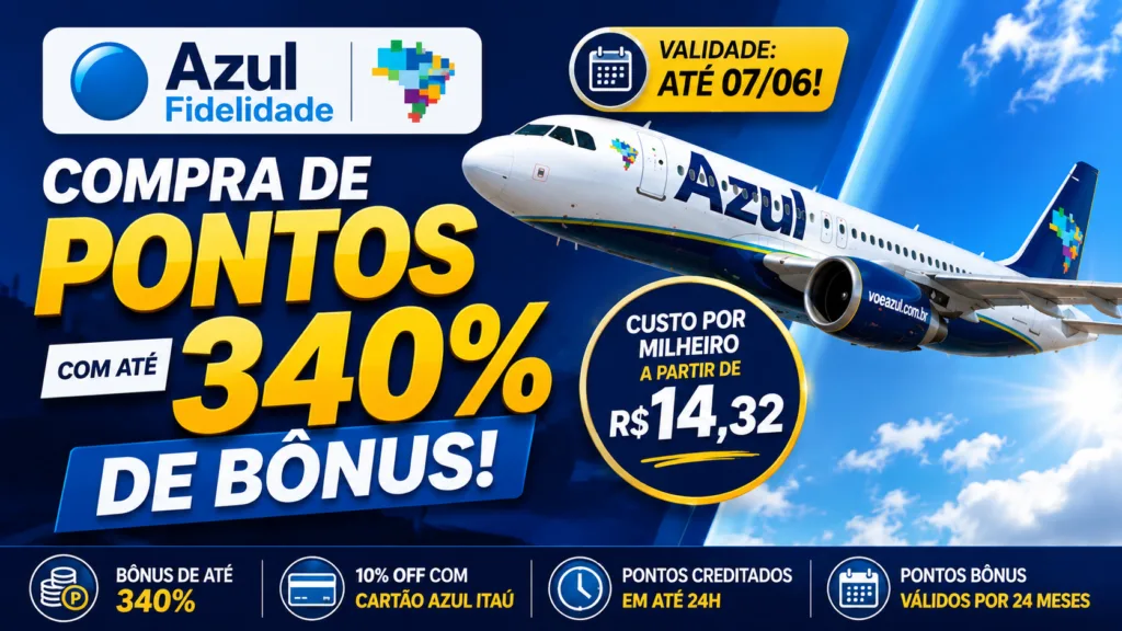 Azul Fidelidade Compra de Pontos 340% Bônus