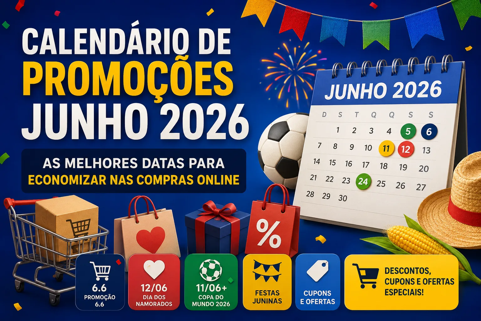 Calendário de promoções junho 2026: as melhores datas para economizar nas compras online