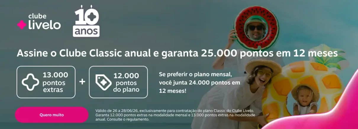 Clube Livelo 26 mil pontos