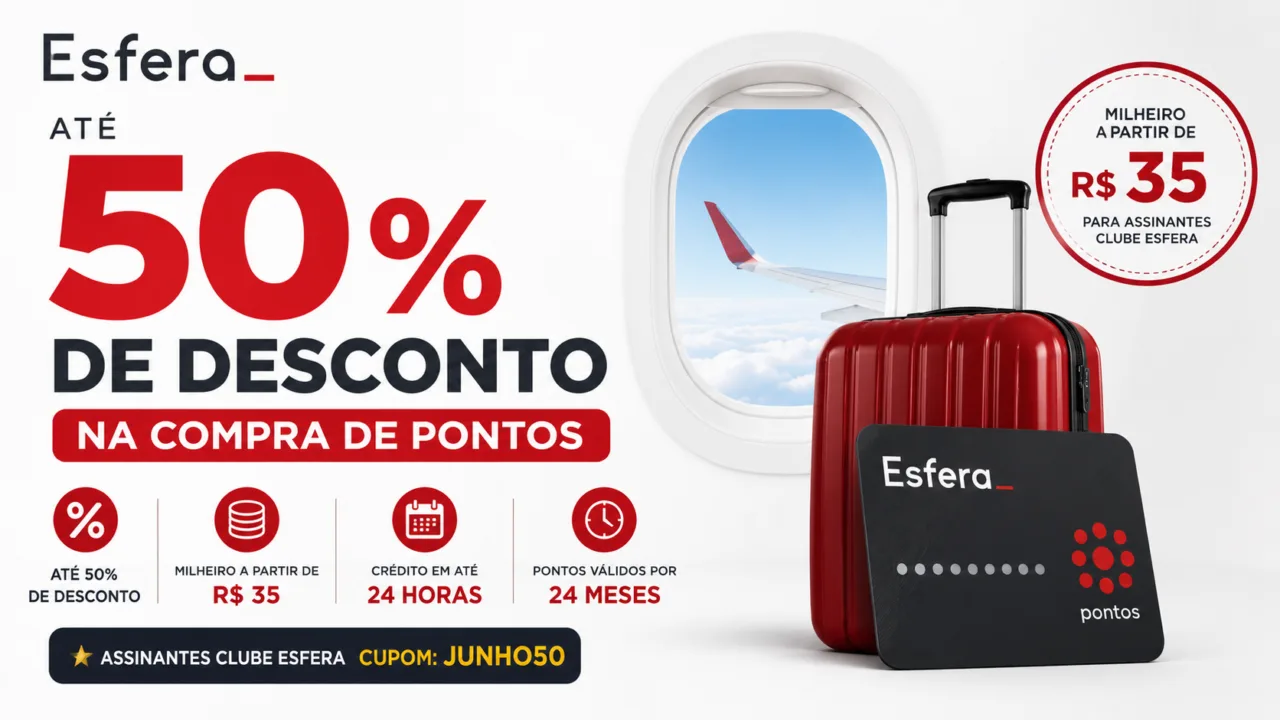 Esfera 50% Desconto Pontos: promoção permite comprar milhas pela metade do preço 1 Esfera 50% Desconto Pontos