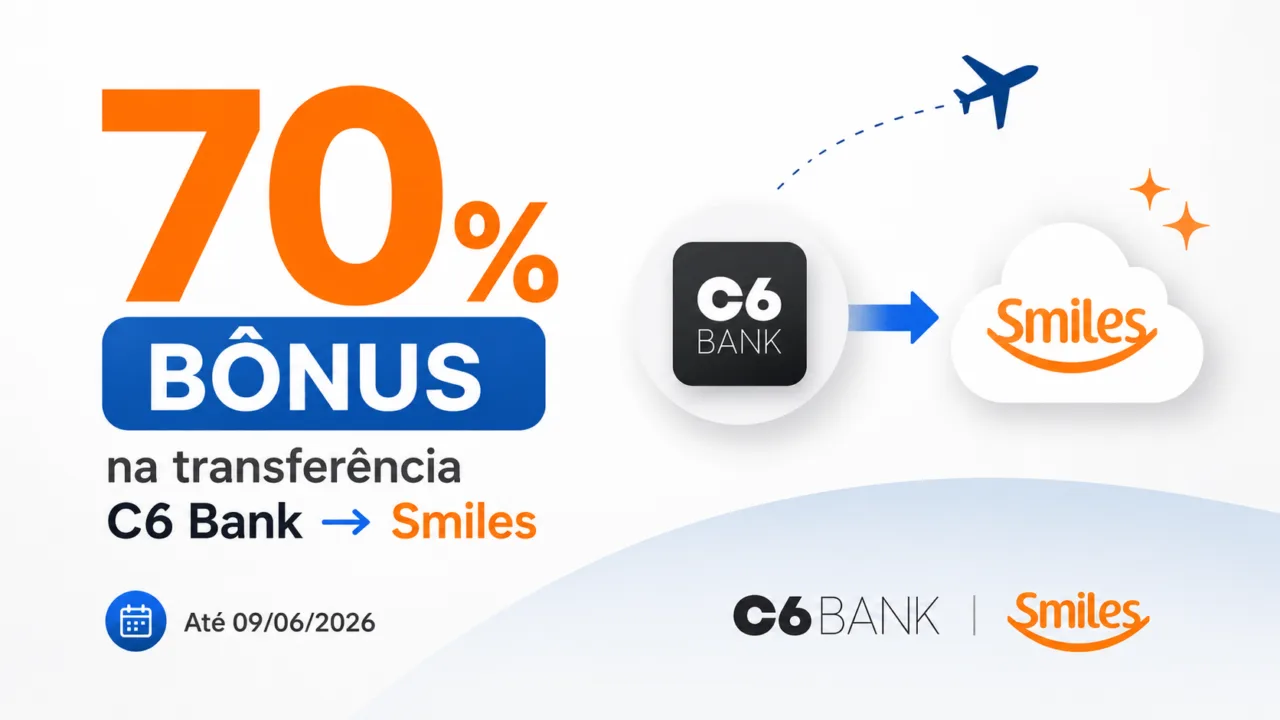 Smiles C6 Bank 70% Bônus Transferência: Ganhe Até 70% de Milhas Extras na Nova Promoção 5 Smiles C6 Bank 70% Bônus Transferência