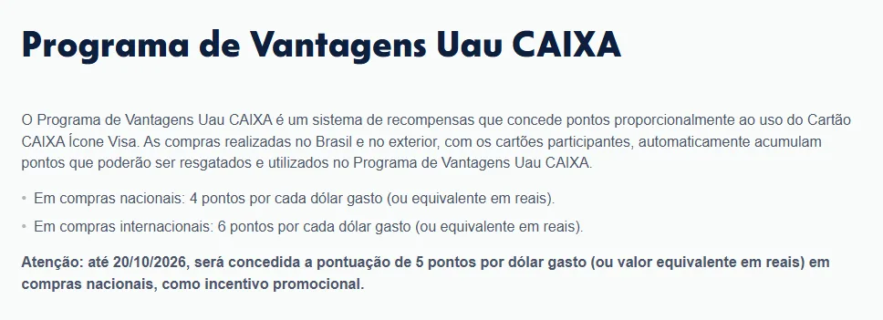 Cartão Caixa Ícone vai reduzir pontuação
