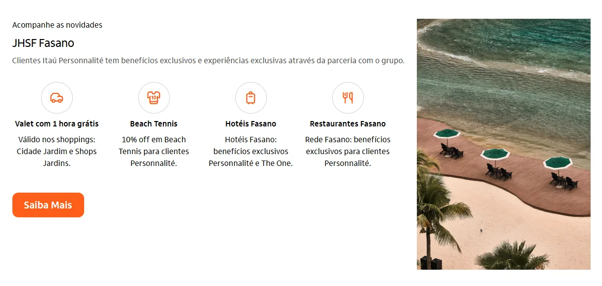 Itaú Personnalité Experiências
