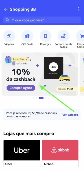 Cashback Uber 10%