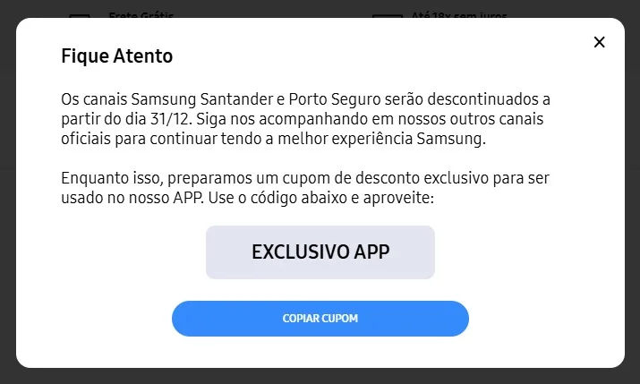 Portal Porto Samsung encerrado