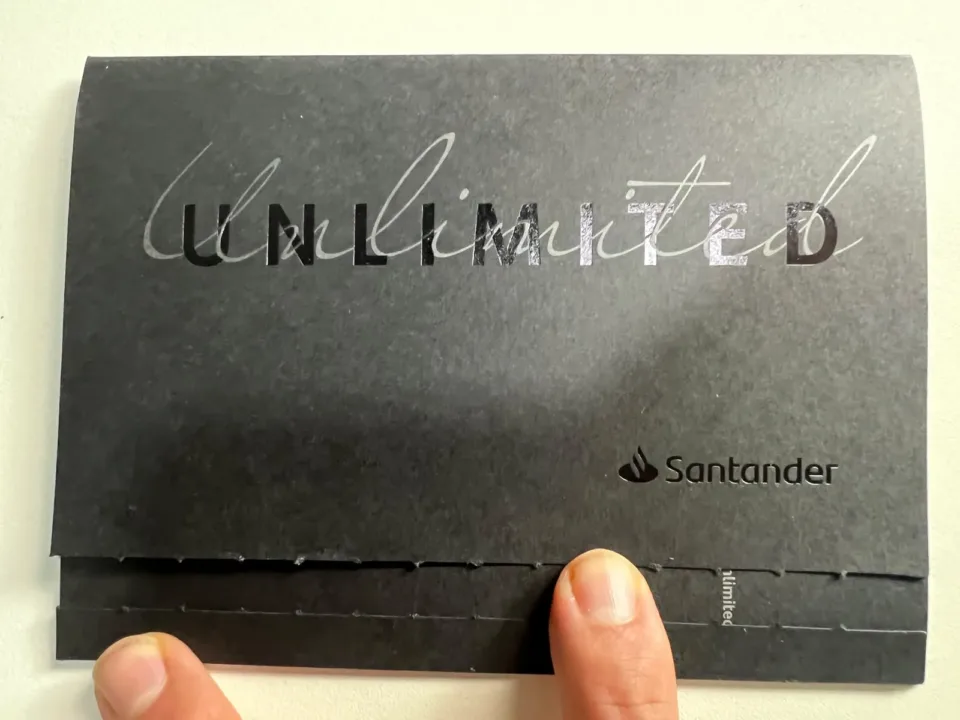 Envelope externo do Santander Unlimited