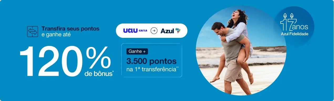 Azul 120% de bônus
