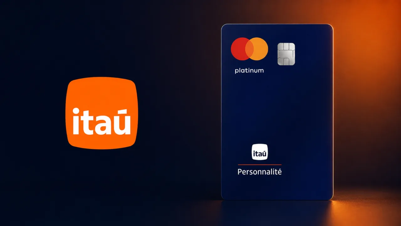 Cartão Itaú Personnalité Mastercard Platinum ao lado da logo do Itaú