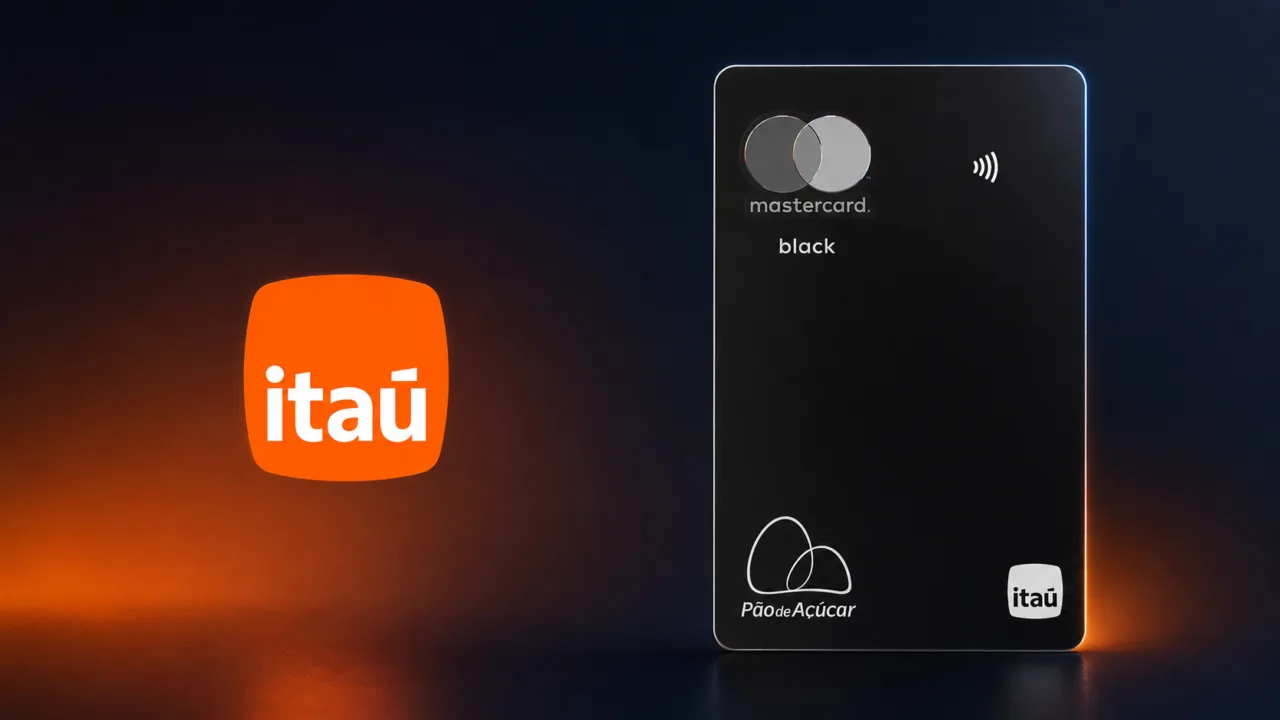 Cartão Pão de Açúcar Mastercard Black Pontos ao lado da logo do Itaú
