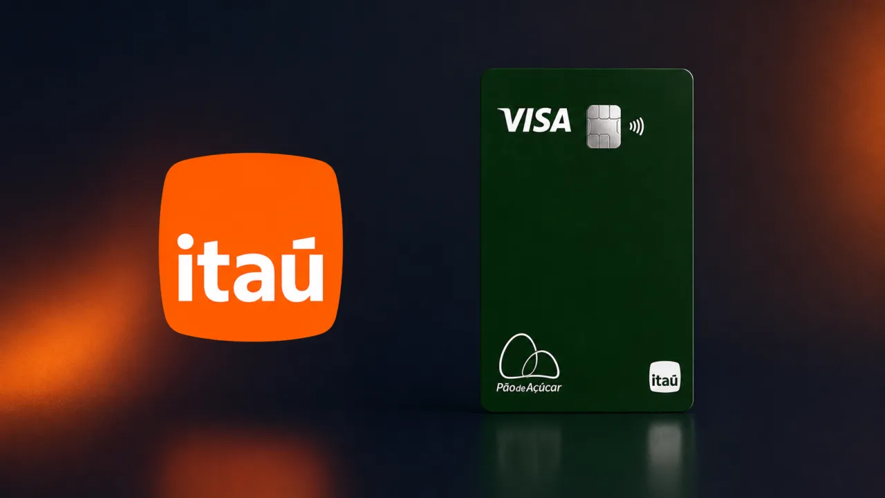 Cartão Pão de Açúcar Visa Internacional ao lado da logo do Itaú