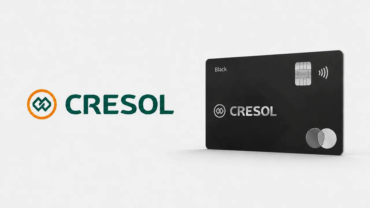 Cartão Cresol Mastercard Black ao lado do logotipo Cresol