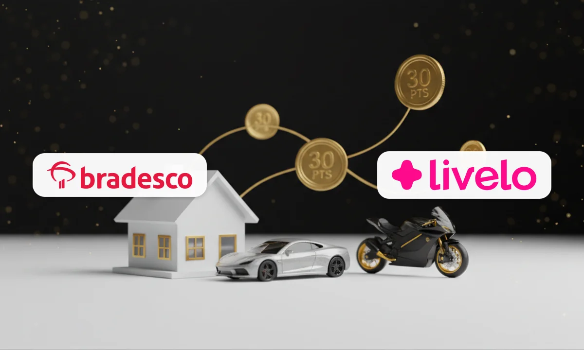 Aproveite: 30 pontos por R$ 1 na Bradesco Consórcios pela Livelo 1 Aproveite: 30 pontos por R$ 1 na Bradesco Consórcios pela Livelo