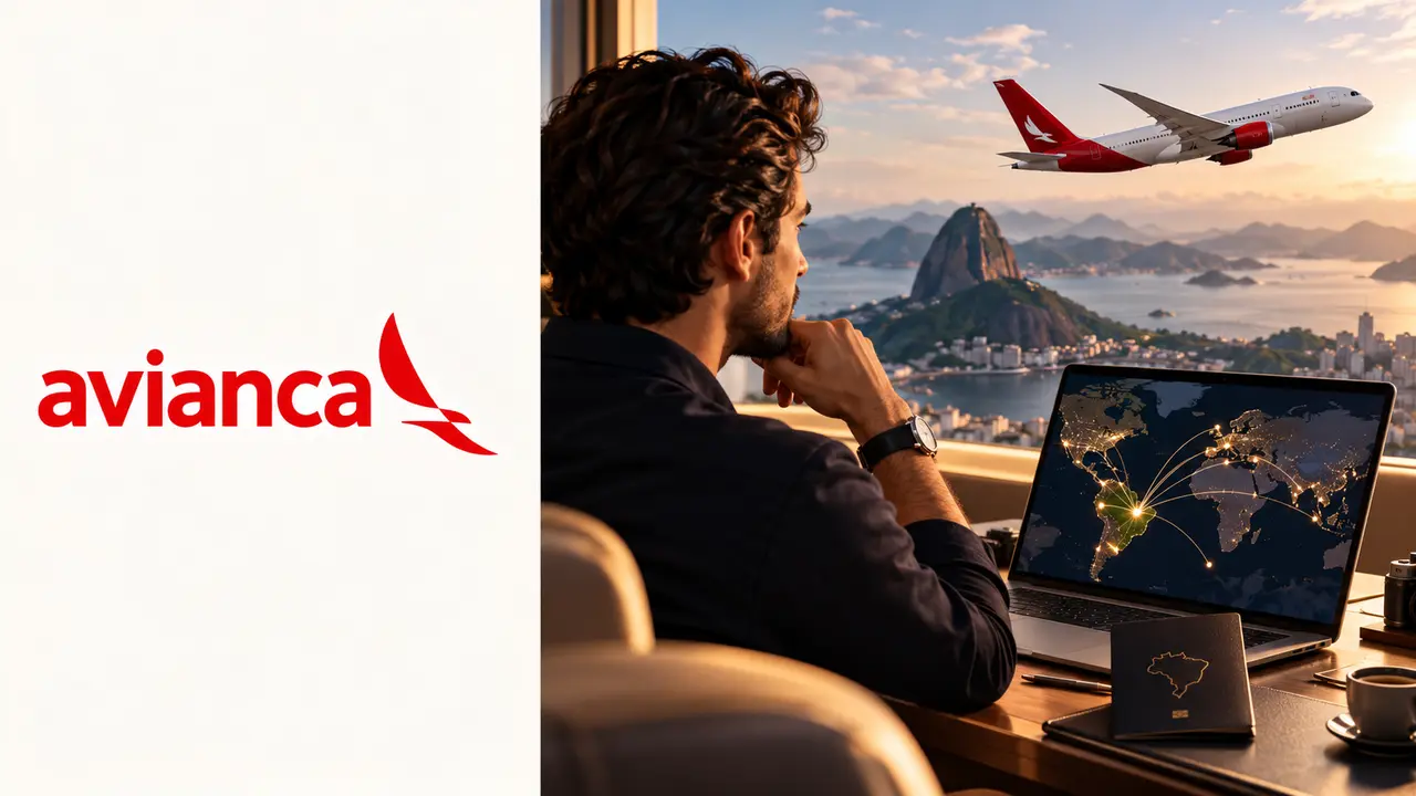 Tabela fixa de resgate LifeMiles: valores por região e cabine 8 Logo avianca à esquerda e planejamento de viagem com mapa à direita, ilustrando resgates LifeMiles