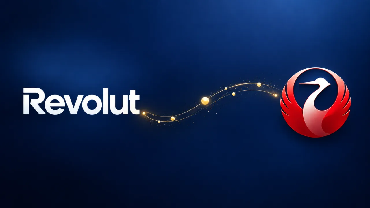 Revolut e Japan Airlines: transferência de RevPoints aparece no app; entenda o que está confirmado 10 Logo Revolut à esquerda e símbolo da Japan Airlines à direita, conectados por uma rota de pontos.
