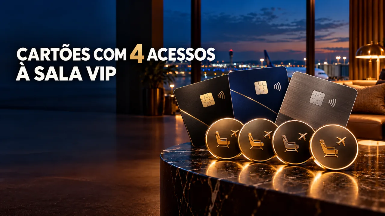 Cartões de crédito com 4 acessos à sala VIP em aeroporto