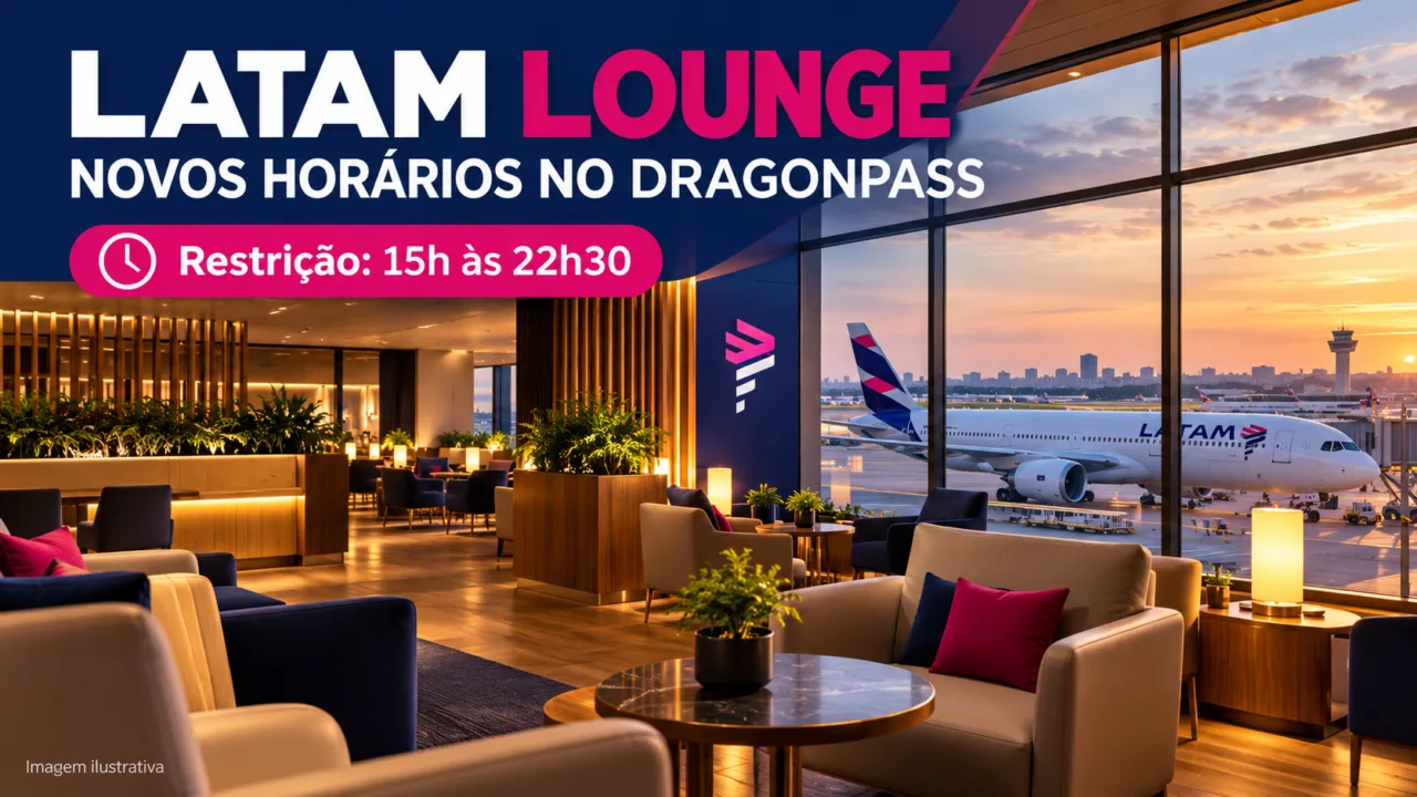 Sala VIP LATAM em Guarulhos amplia restrição ao DragonPass: veja os horários 10 Capa ilustrativa da sala VIP LATAM em Guarulhos: restrição de acesso DragonPass das 15h às 22h30.